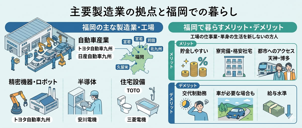 福岡にある主な製造業　工場は？福岡で暮らすメリット・デメリット
