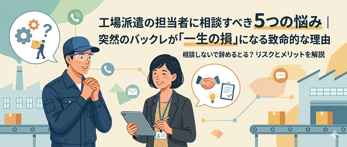 工場派遣の担当者に相談すべき5つの悩み｜突然のバックレが「一生の損」になる致命的な理由
