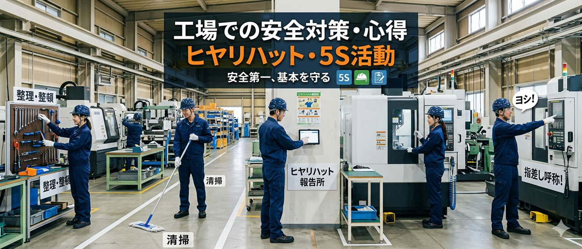 工場での安全対策・心得：ヒヤリハット・5S活動など