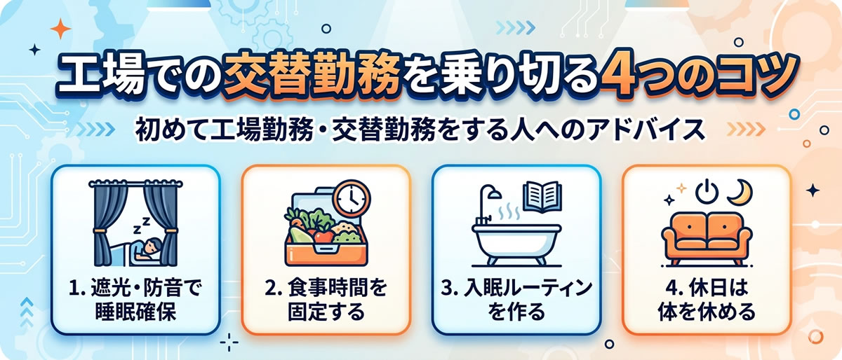 工場での交替勤務を乗り切る４つのコツ