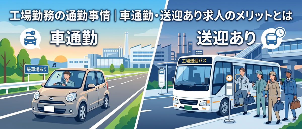 工場勤務の通勤事情｜車通勤・送迎あり求人のメリットとは