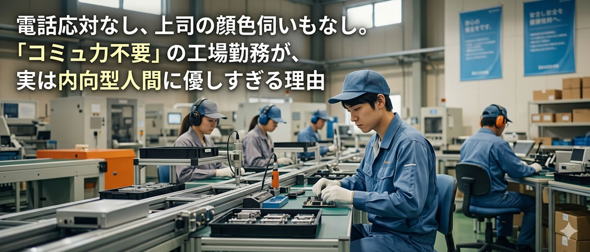 電話応対なし、上司の顔色伺いもなし。「コミュ力不要」の工場勤務が、実は内向型人間に優しすぎる4つの理由