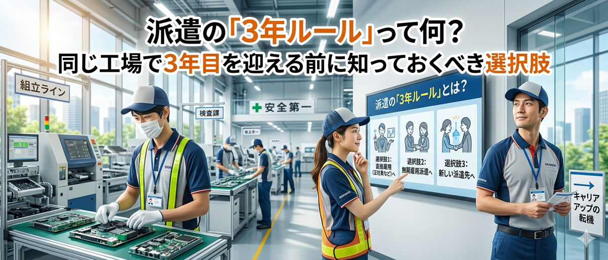 派遣の「3年ルール」って何？同じ工場で3年目を迎える前に知っておくべき選択肢