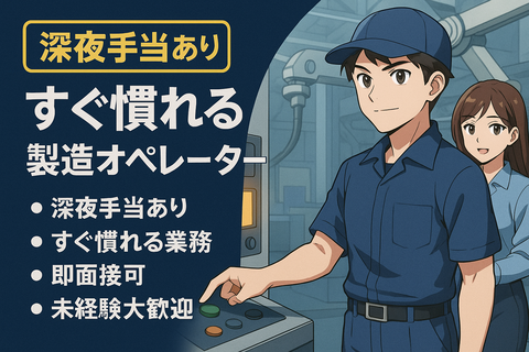 【深夜手当あり】すぐ慣れる製造オペレーター！