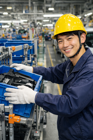 【京都】未経験可　自動車パーツの物流工程
1ルーム寮完備　駅チカで便利な快適生活！