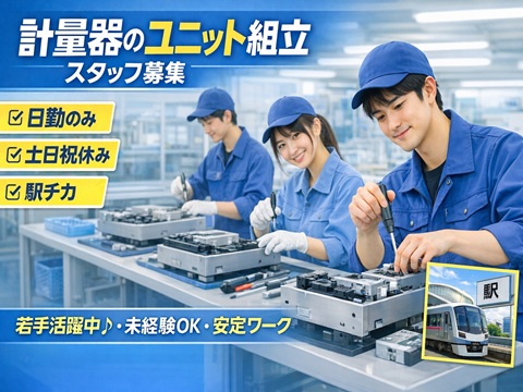 日勤のみ　土日祝休み　機械やユニット部品の組立