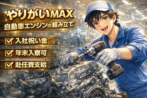 やりがいMAX！自動車エンジンの組み立て