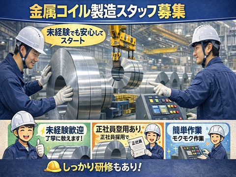工場　日勤　正社員登用あり金属コイルの加工