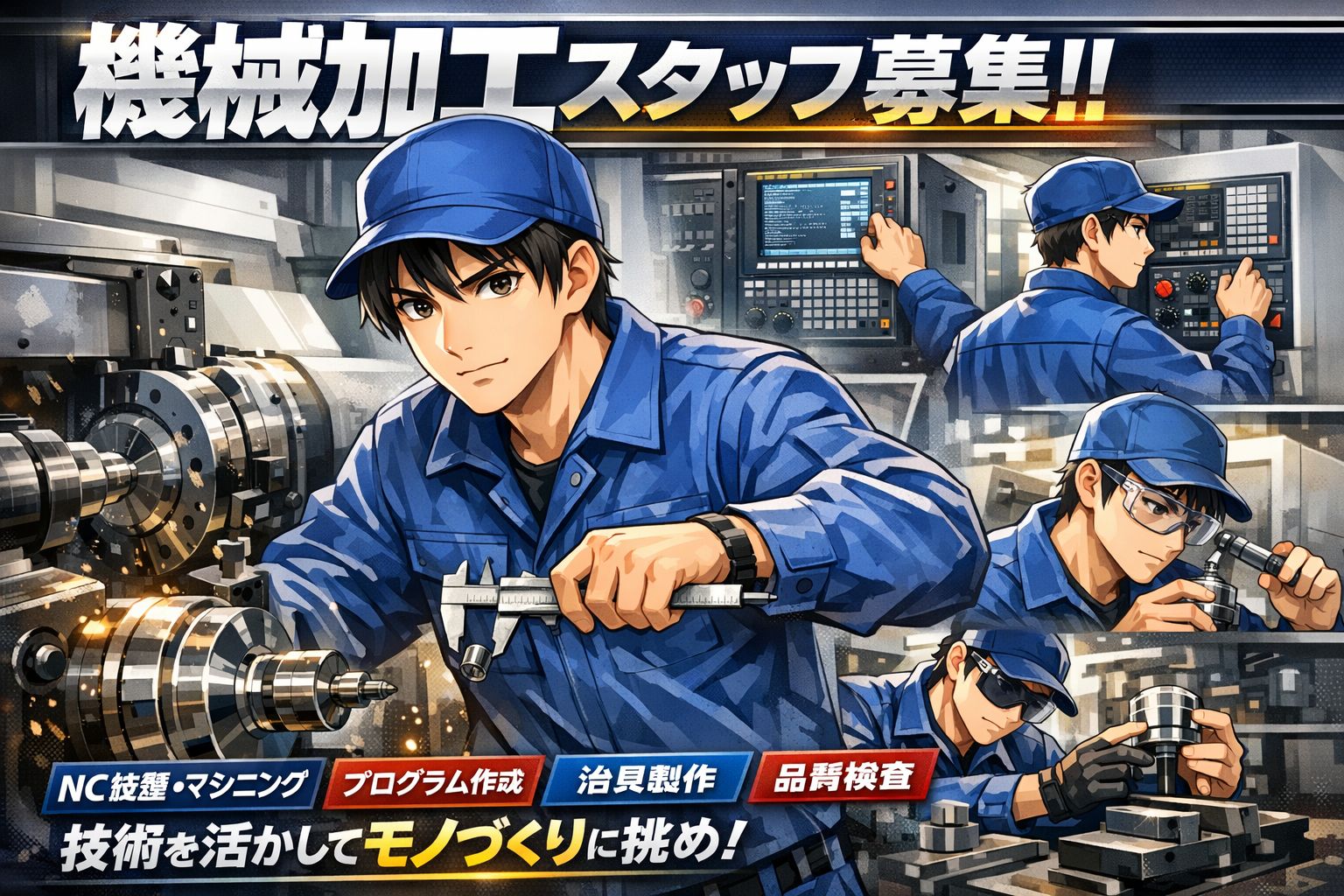 NC旋盤経験者歓迎日勤のみ