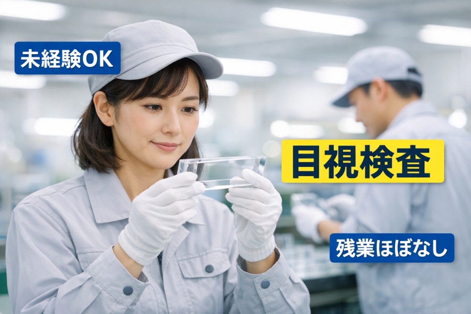 【軽作業・目視検査】日勤のみ＆土日休み｜未経験OK｜女性活躍中｜残業少なめ