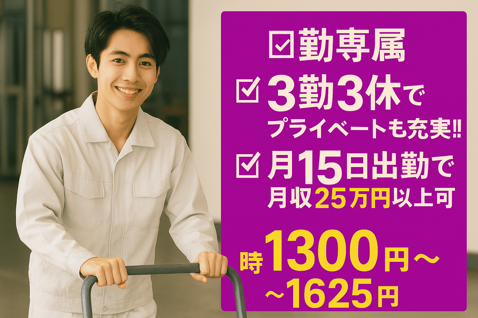【夜勤のみ】製品移動・工程間サポートスタッフ