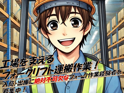 【日勤・土日祝休み】資格を活かした長期の仕事！フォークリフトを使った製品の運搬作業！