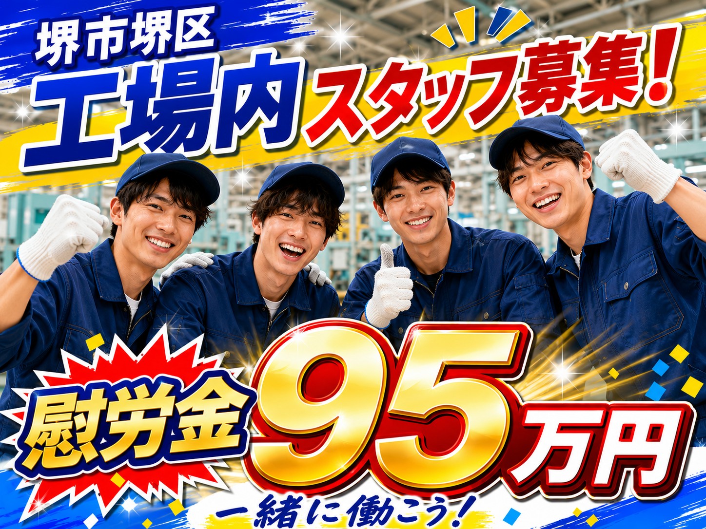 寮費無料！
慰労金95万円！　製造未経験でもOK