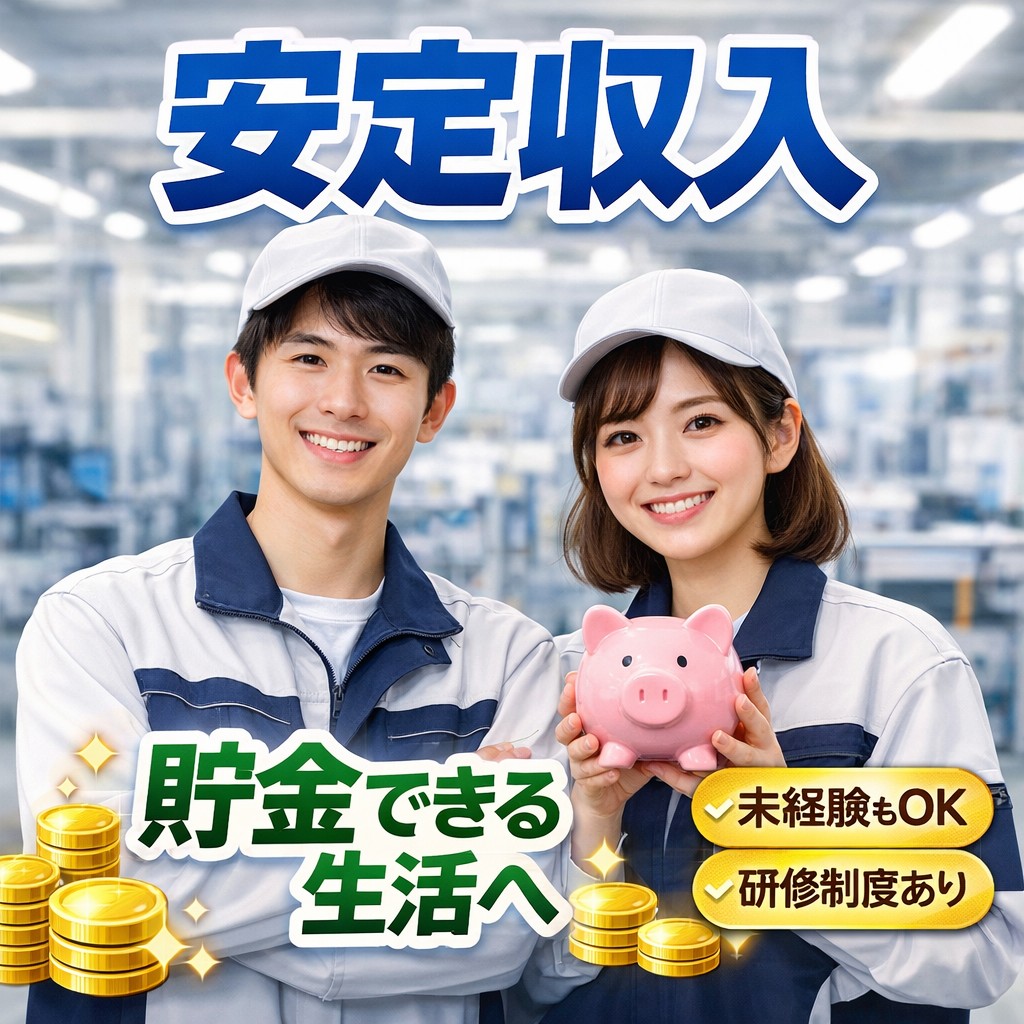 北九州で働こう！高収入35万円以上可能　大手メーカーでの自動車小物部品のプレス作業　ホク...