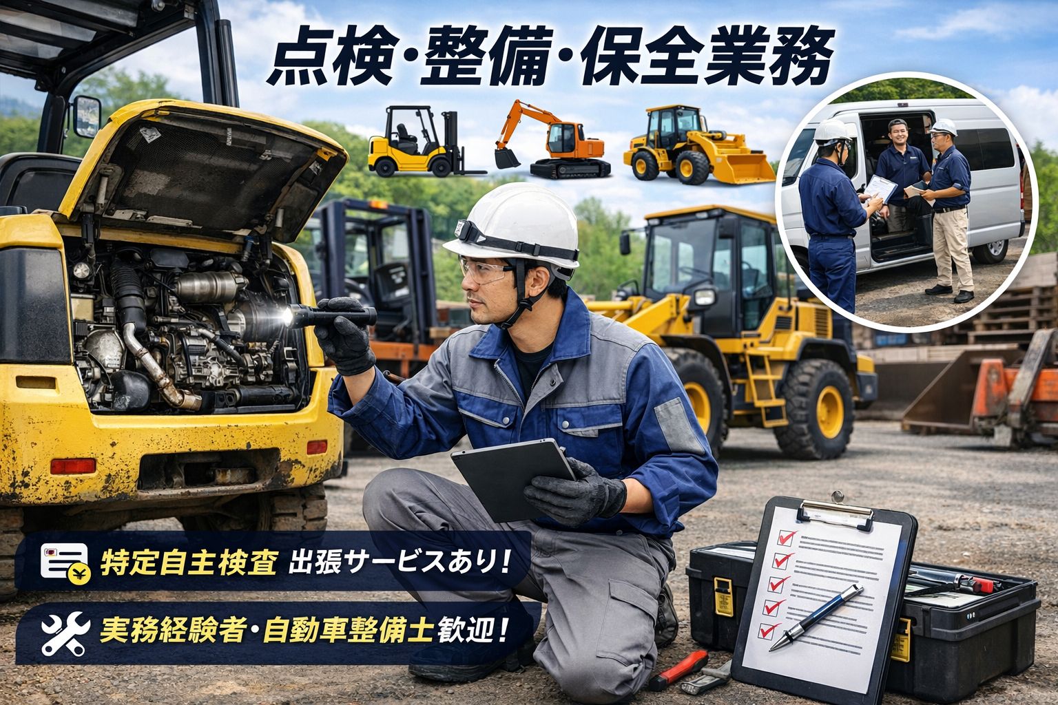 フォークリフトの点検や整備スタッフ