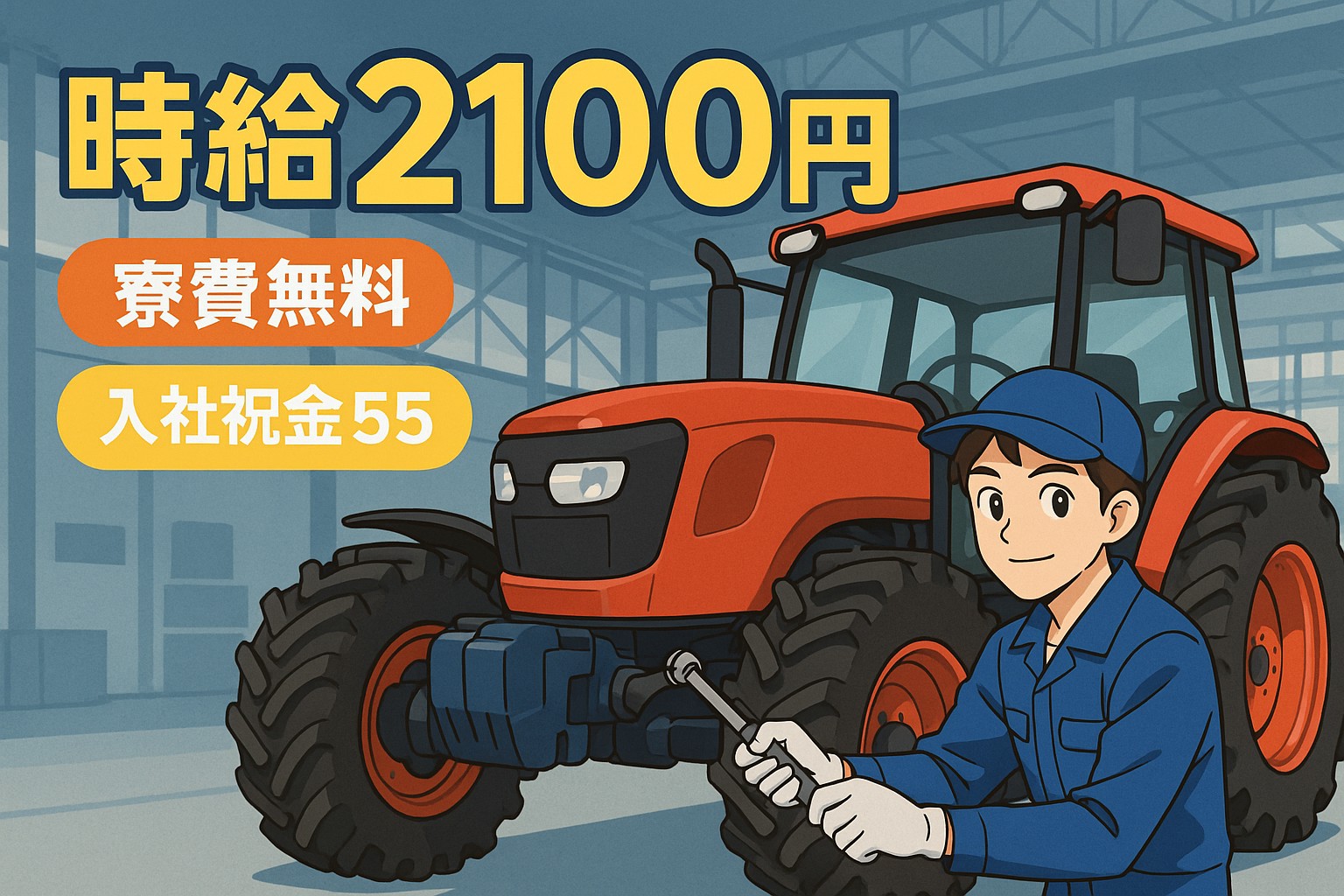 【茨城県つくばみらい市】農機具の車体組立・塗装・検査スタッフ／未経験入社多数活躍中