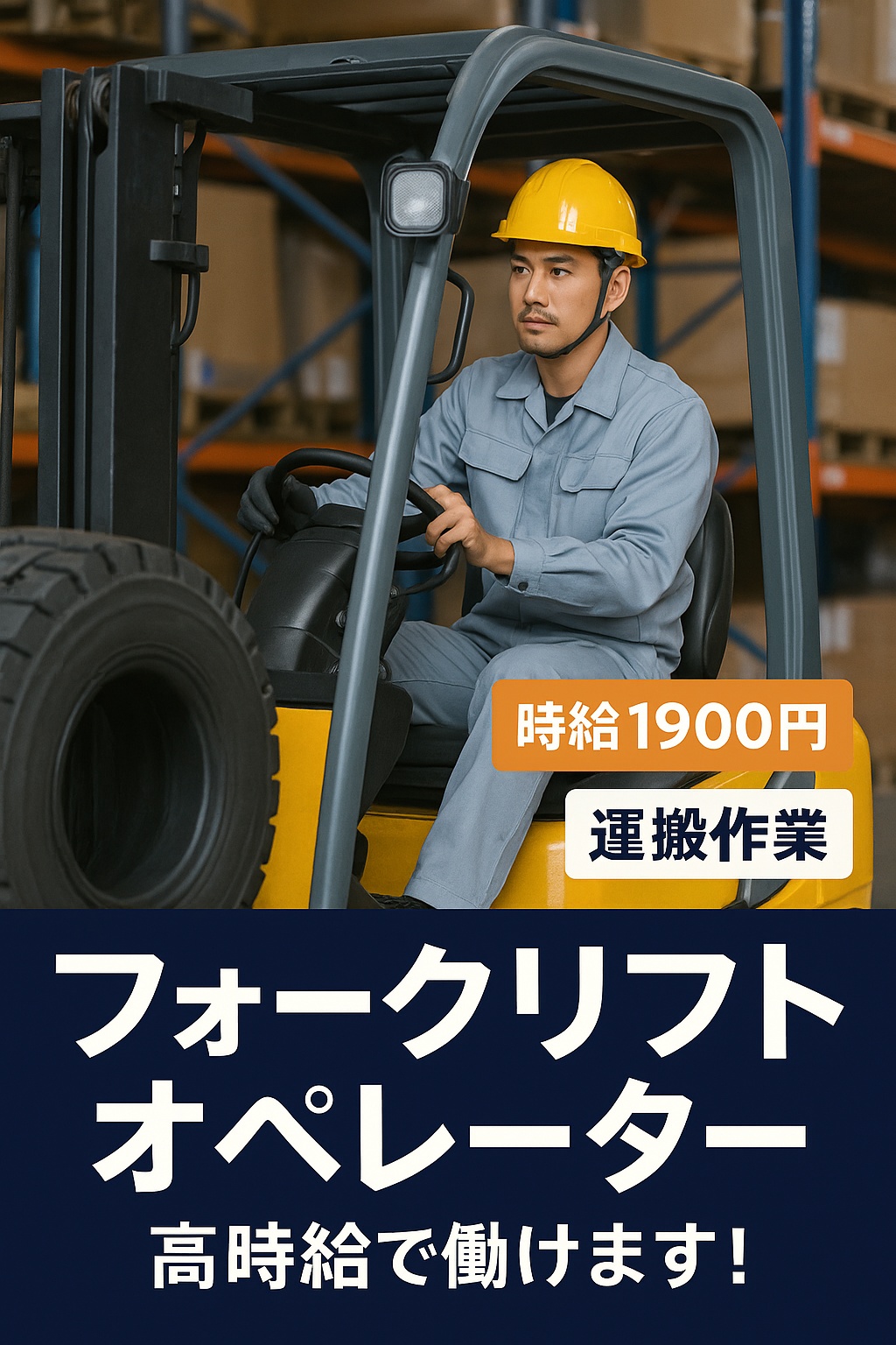 【派遣社員】フォークリフト運搬作業員/高時給1900円!フォークリフト免許を活かせます!