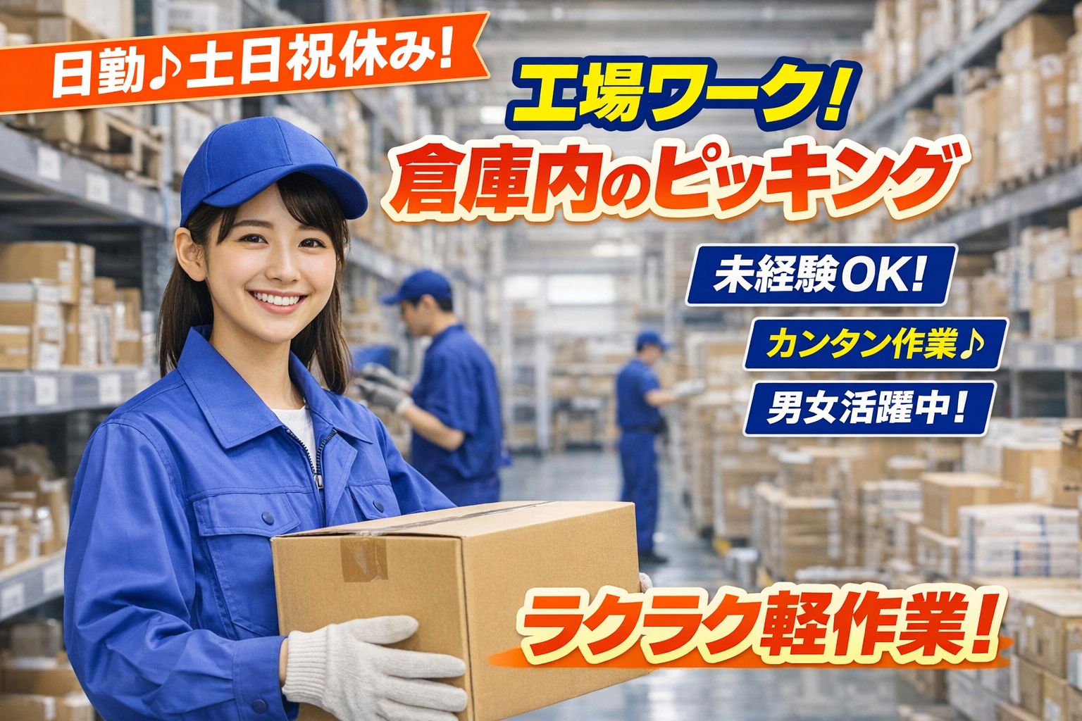 日勤／土日祝休み　倉庫内でのピッキング