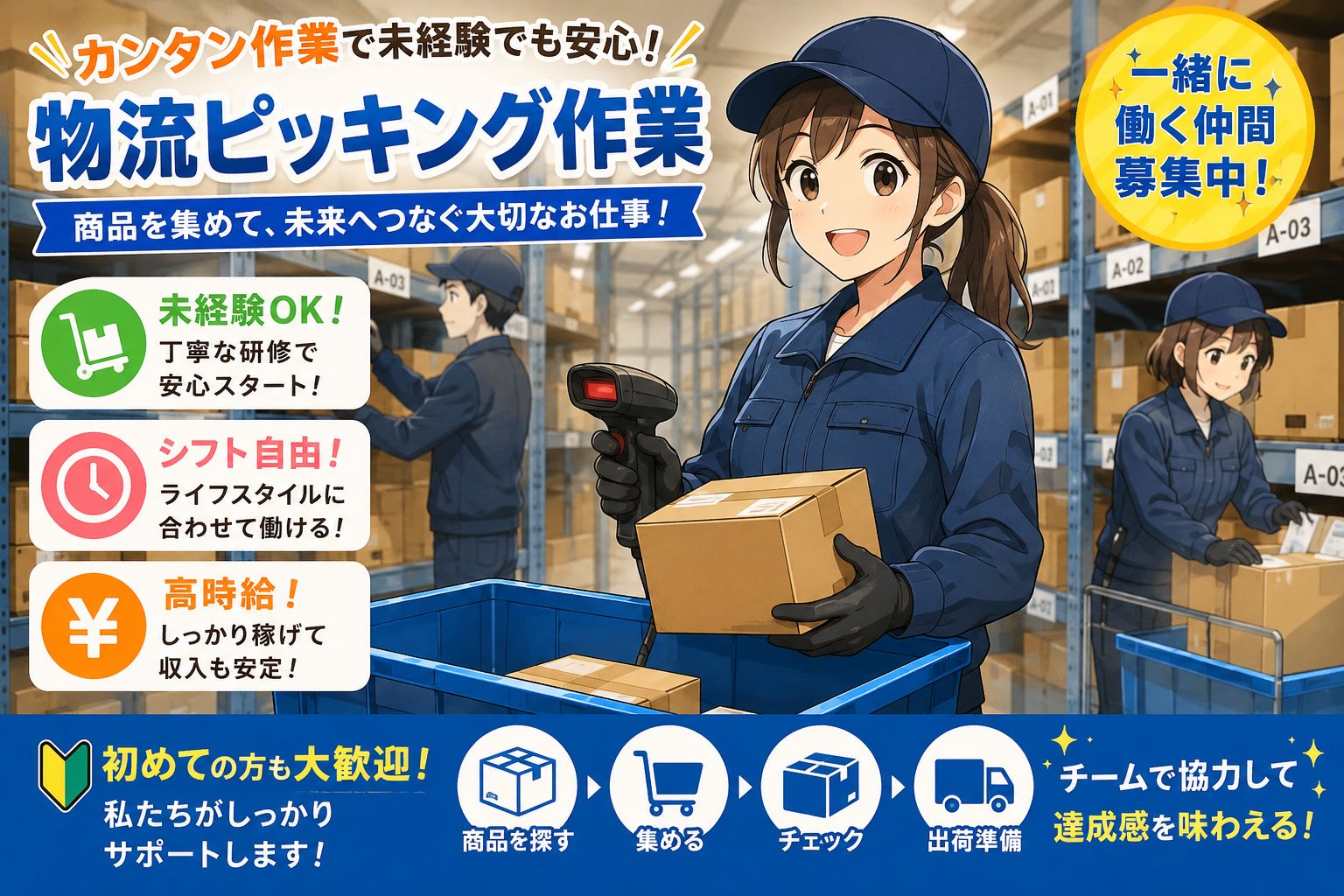 入社前に工場見学が出来る!!
今人気の物流作業!!