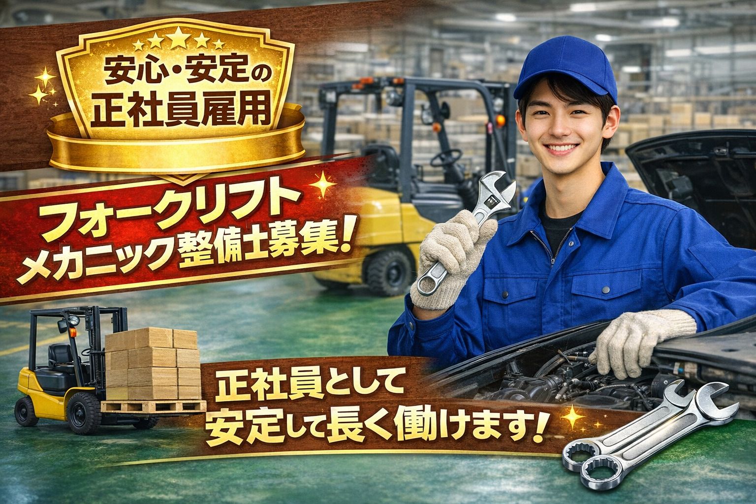 フォークリフトの点検や整備スタッフ