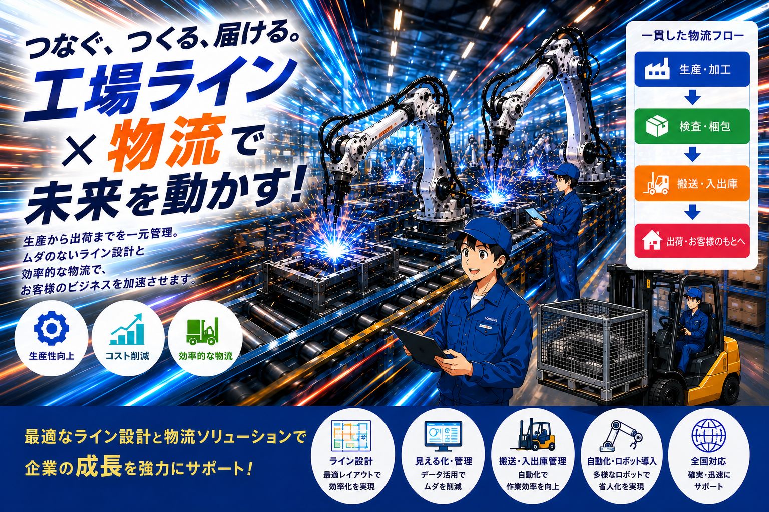 フォークリフトの物流作業