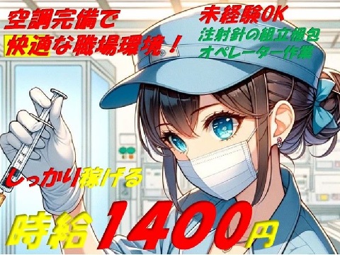 新設工程での作業は空調完備！未経験OK!
超小型軽量の注射針の製造工場での簡単オペレーター作業
