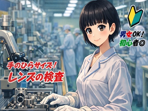カメラレンズのカンタン組立・検査作業【日勤・土日休み】手のひらサイズの軽量品製造