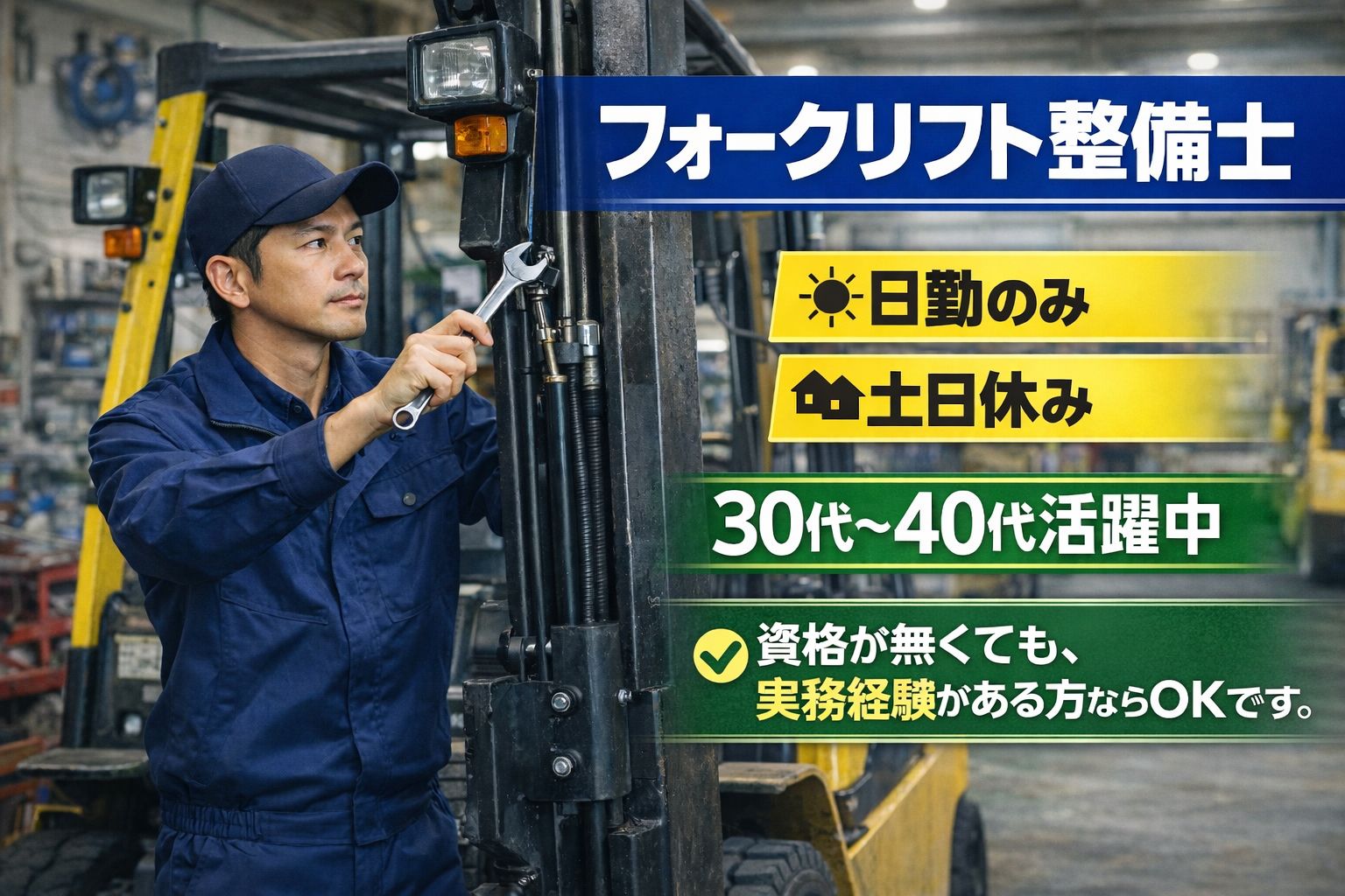 フォークリフトの点検や整備スタッフ