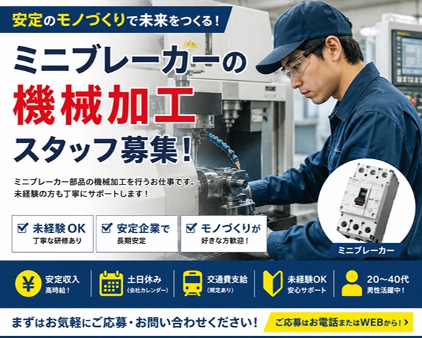 工場　ミニブレーカーの機械加工