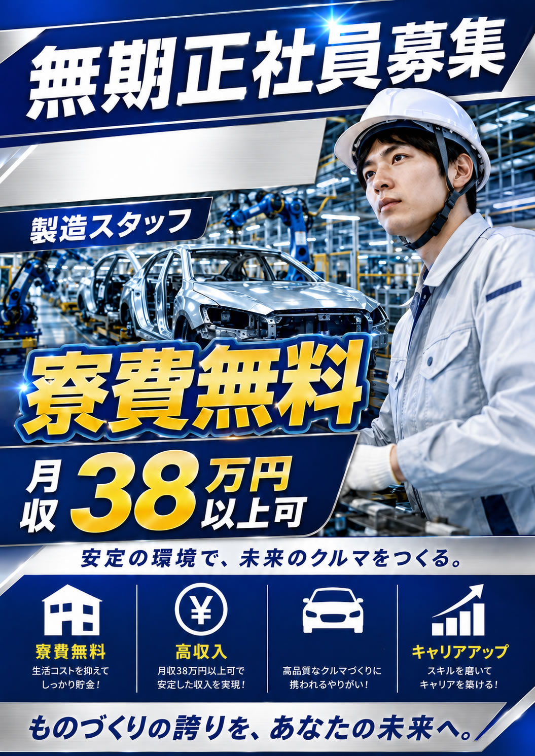 寮費無料　固定給だから安心して長期勤務OK