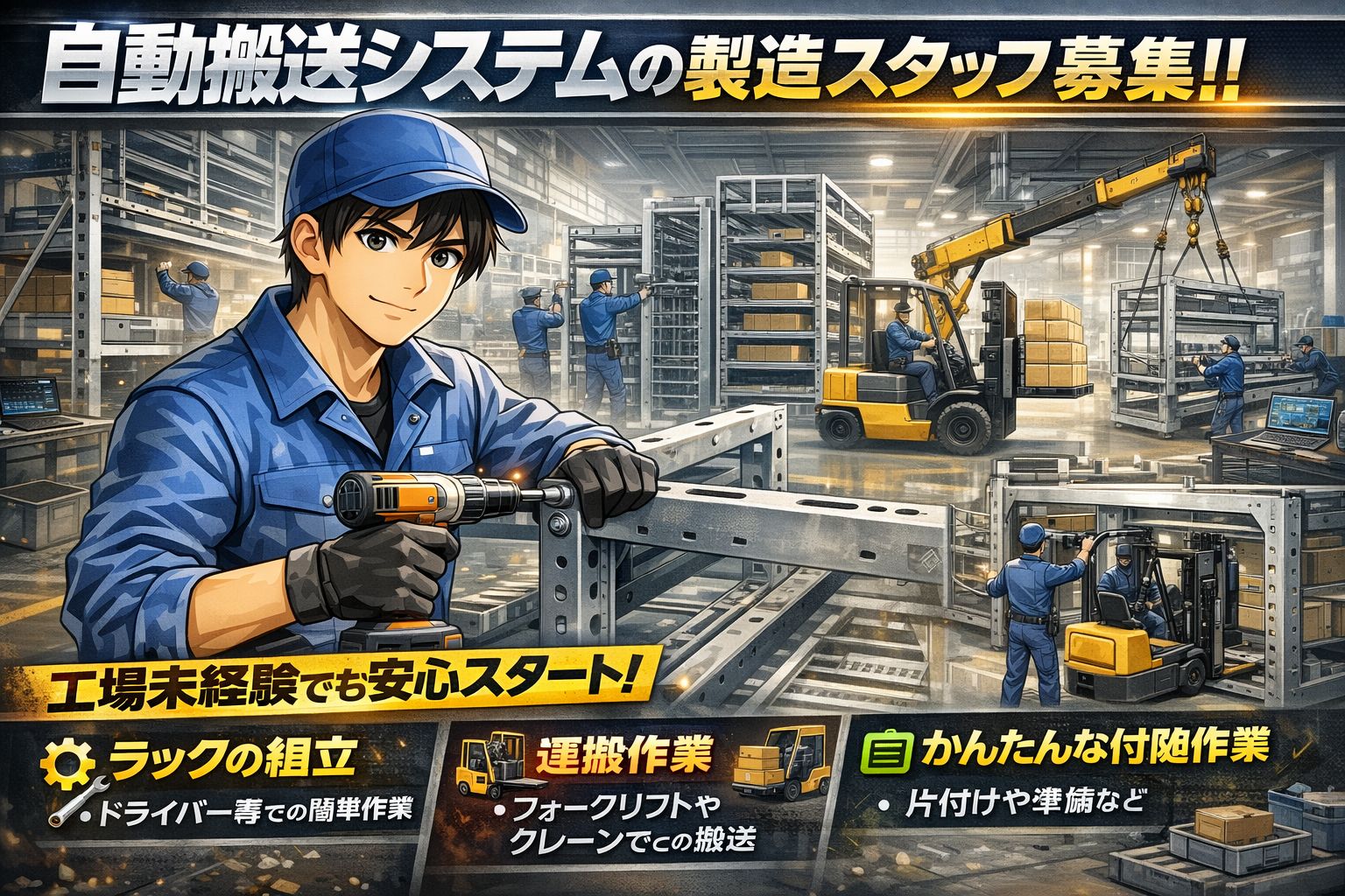 工場　自動搬送装置の製造業務
