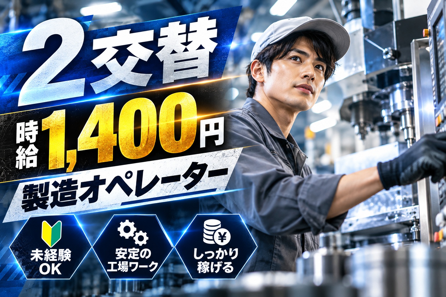 時給1400円★冷暖房完備の自動車部品工場★コツコツ作業できる機械オペレーター！日勤のみもご...