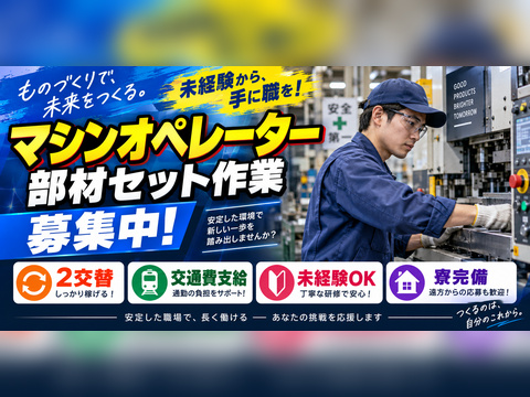 安全パーツのライン補助
月収32万円可・ライン作業の補助