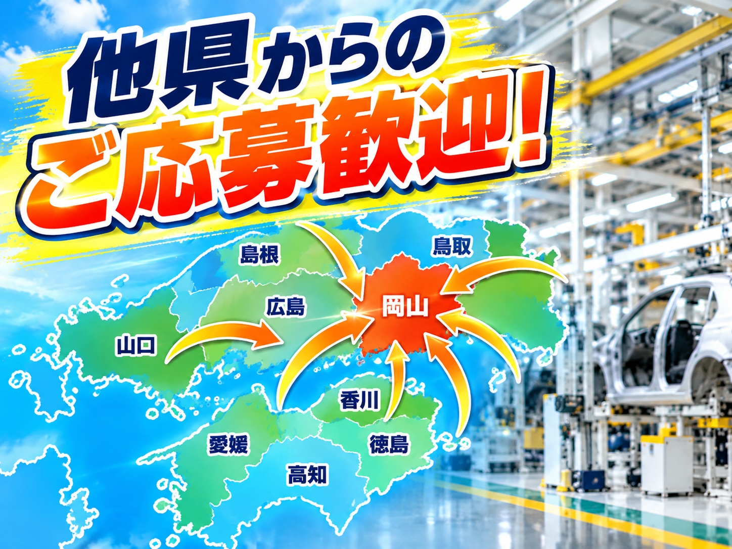 時給１８２０円！月収３９万円以上可！
倉敷市の自動車工場！土日休み＆寮有！